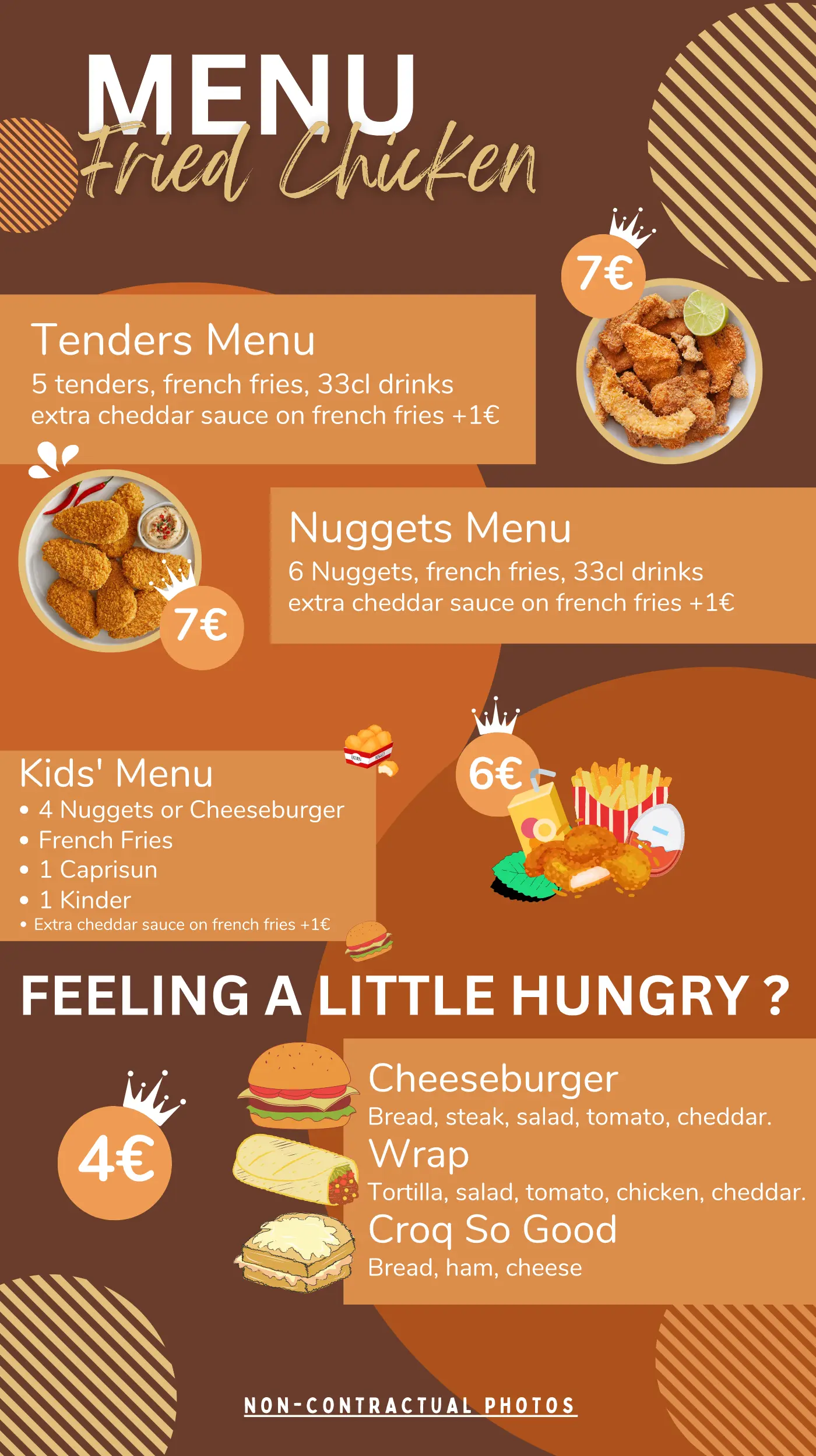 Image of fried chicken menu and children’s menu