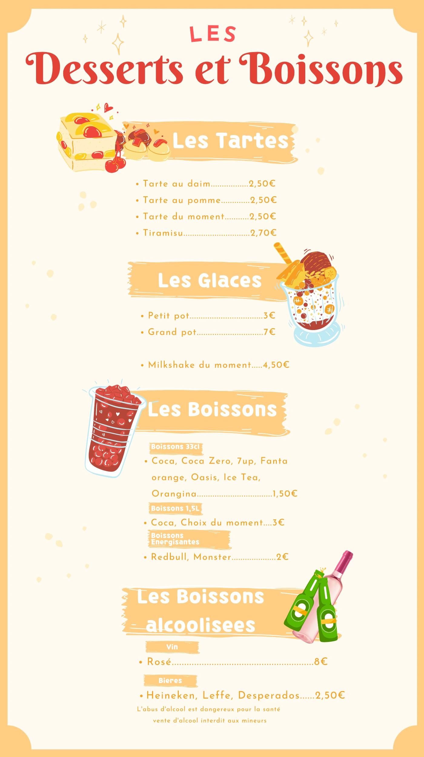 Image des desserts et boissons